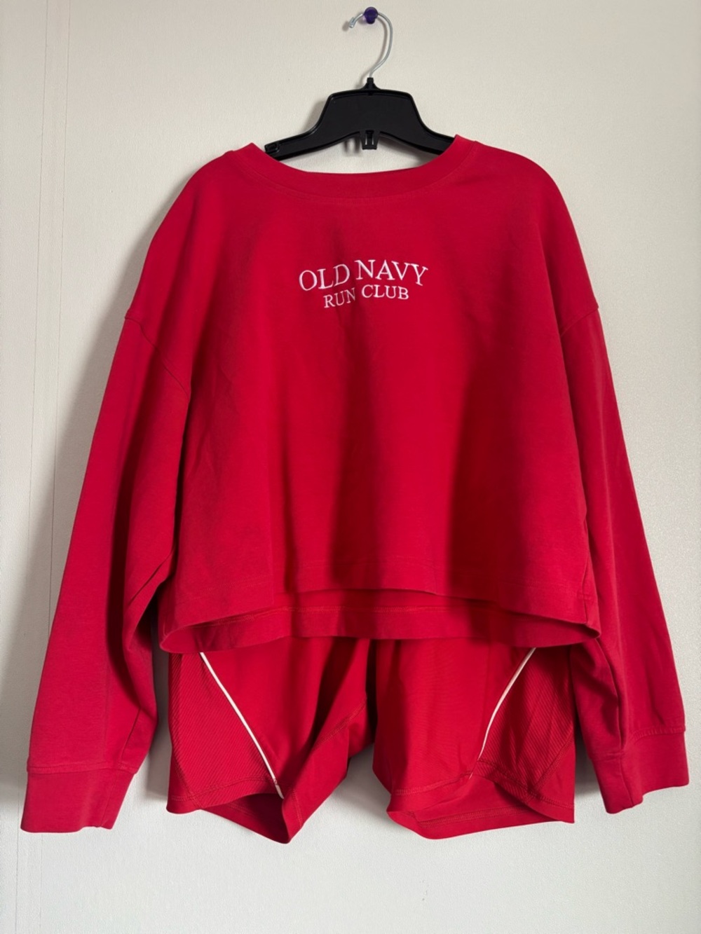 Old Navy Red Cropped sweatshirt with matching shorts